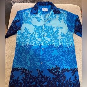 Authentic Blue Leaf Hawaiian Shirt Mens size small